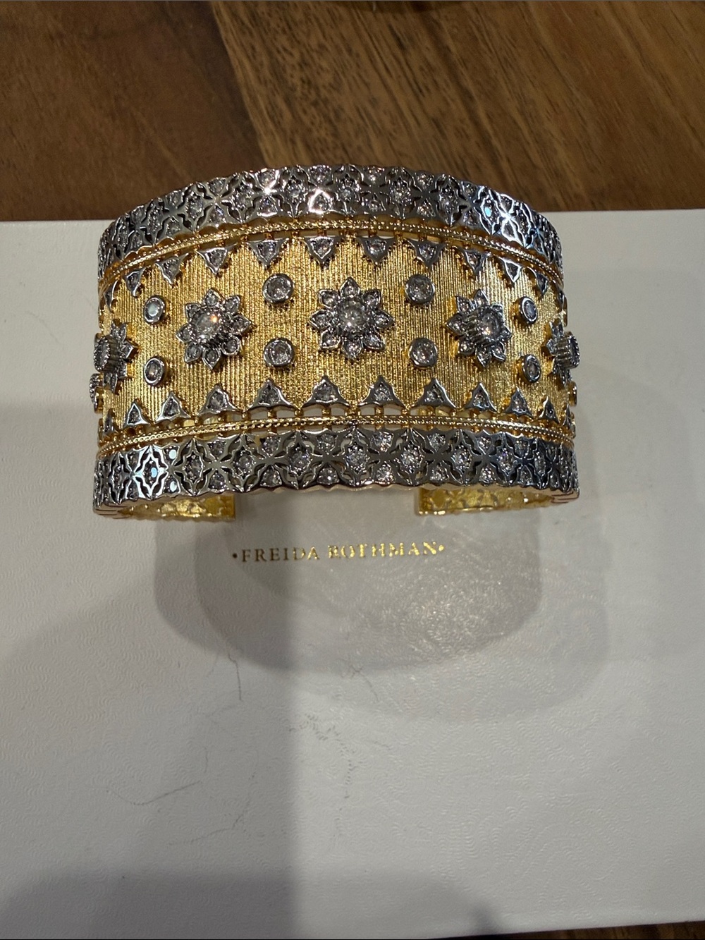 Freida Rothman Gold and Silver Embellished Cuff Bracelet
